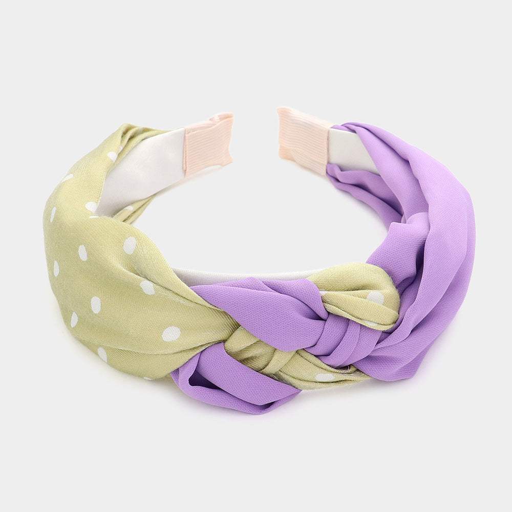 Polka Dot Patterned Braided Headband - Madeline Love - Flyclothing LLC