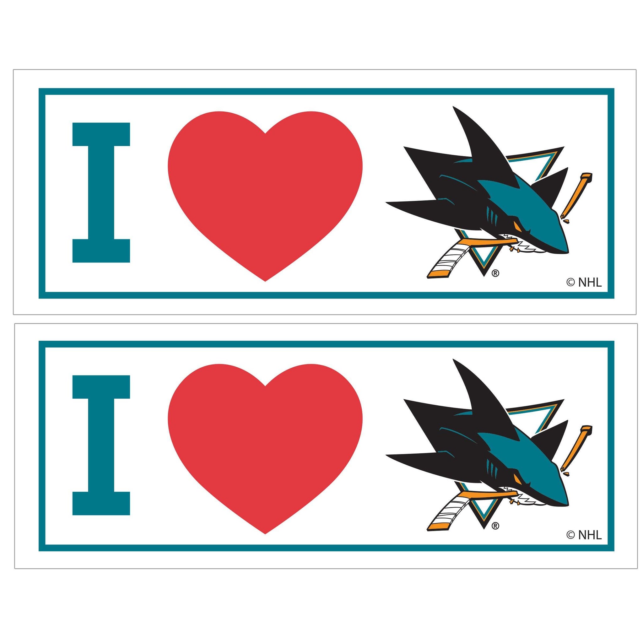 San Jose Sharks® I Heart Bumper Style Decal, 2 pack - Siskiyou - Flyclothing LLC