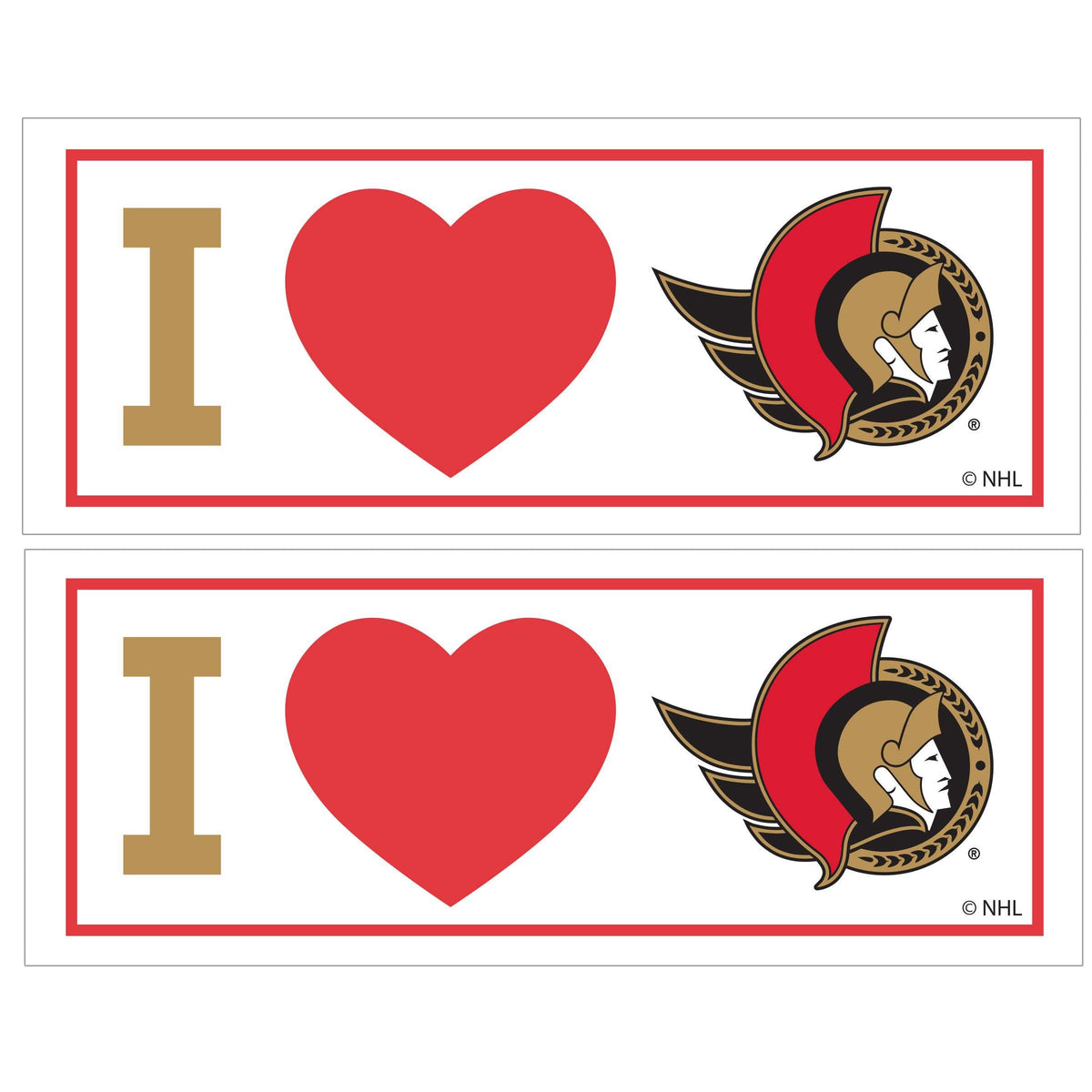 Ottawa Senators® I Heart Bumper Style Decal, 2 pack - Siskiyou - Flyclothing LLC