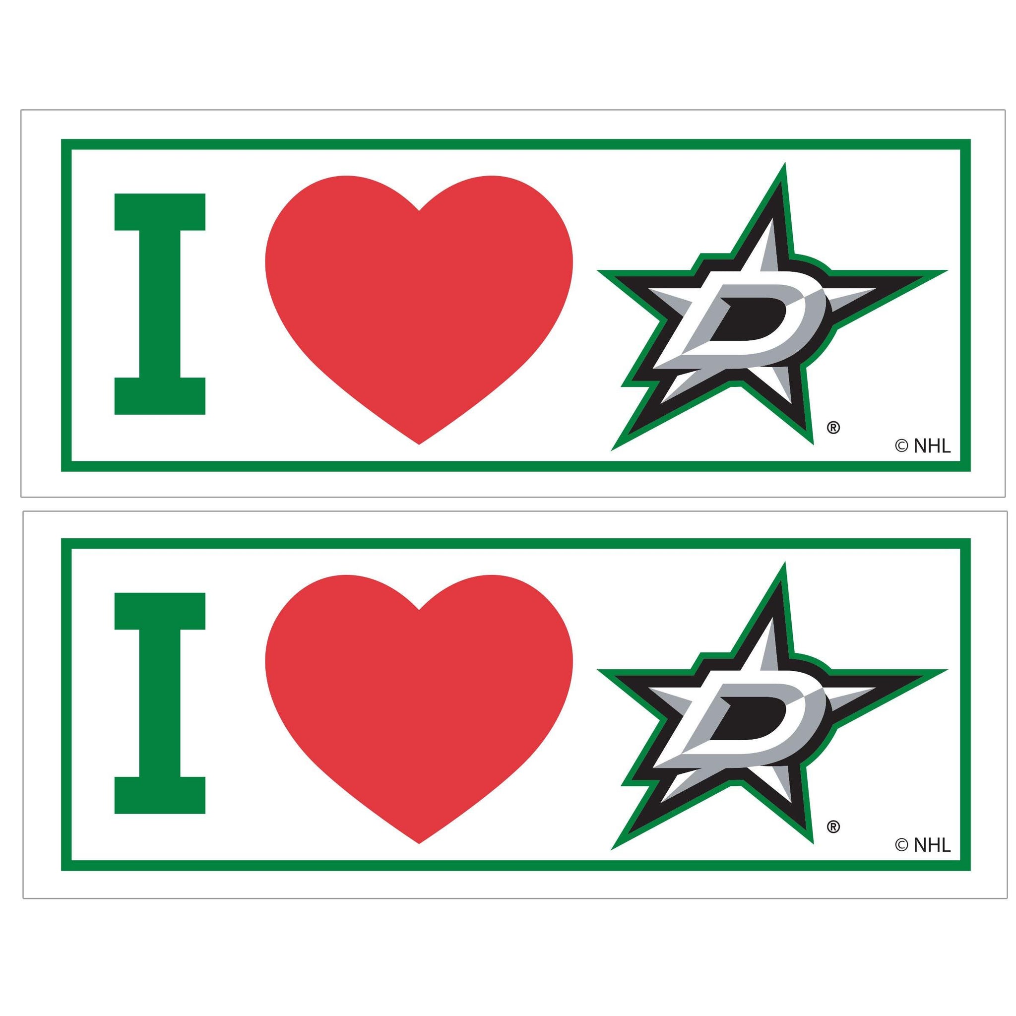 Dallas Stars™ I Heart Bumper Style Decal, 2 pack - Siskiyou - Flyclothing LLC