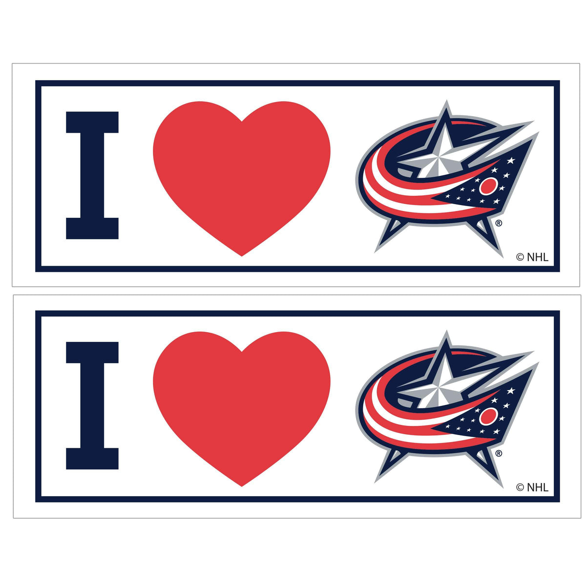 Columbus Blue Jackets® I Heart Bumper Style Decal, 2 pack - Siskiyou - Flyclothing LLC
