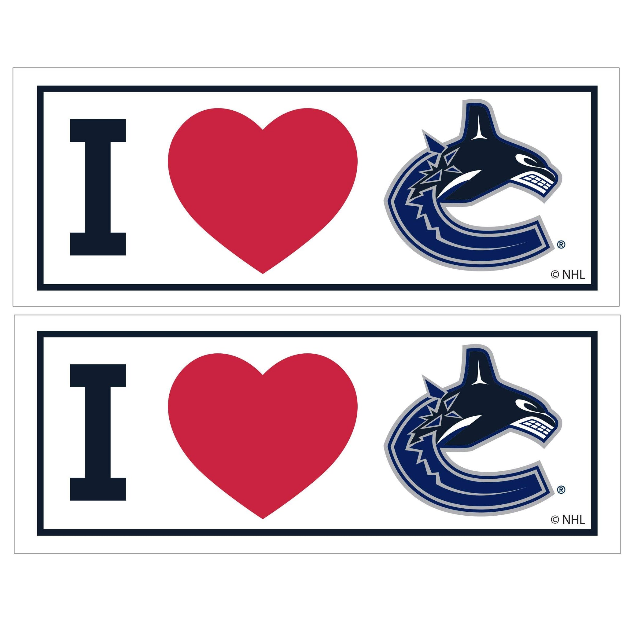 Vancouver Canucks® I Heart Bumper Style Decal, 2 pack - Siskiyou - Flyclothing LLC
