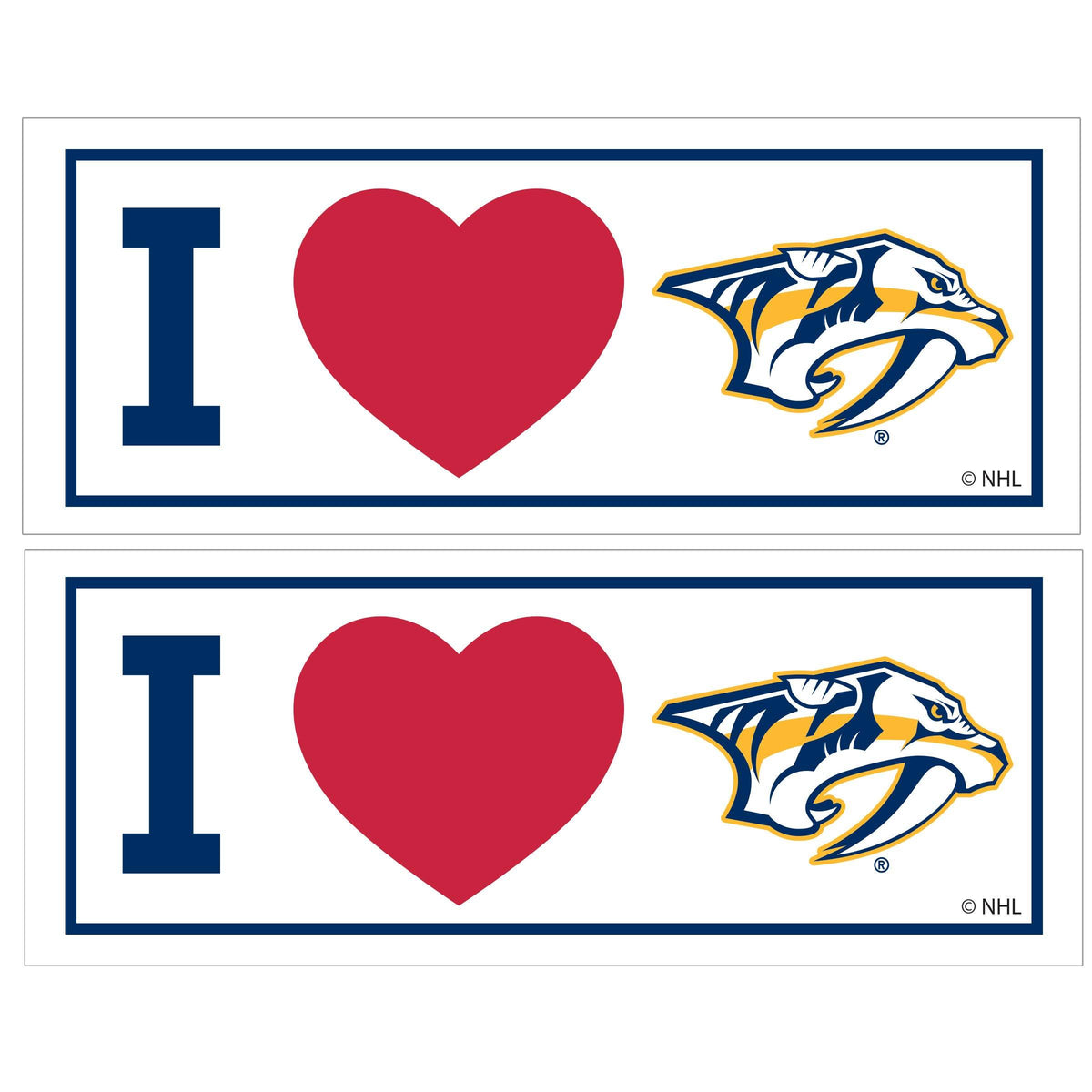 Nashville Predators® I Heart Bumper Style Decal, 2 pack - Siskiyou - Flyclothing LLC