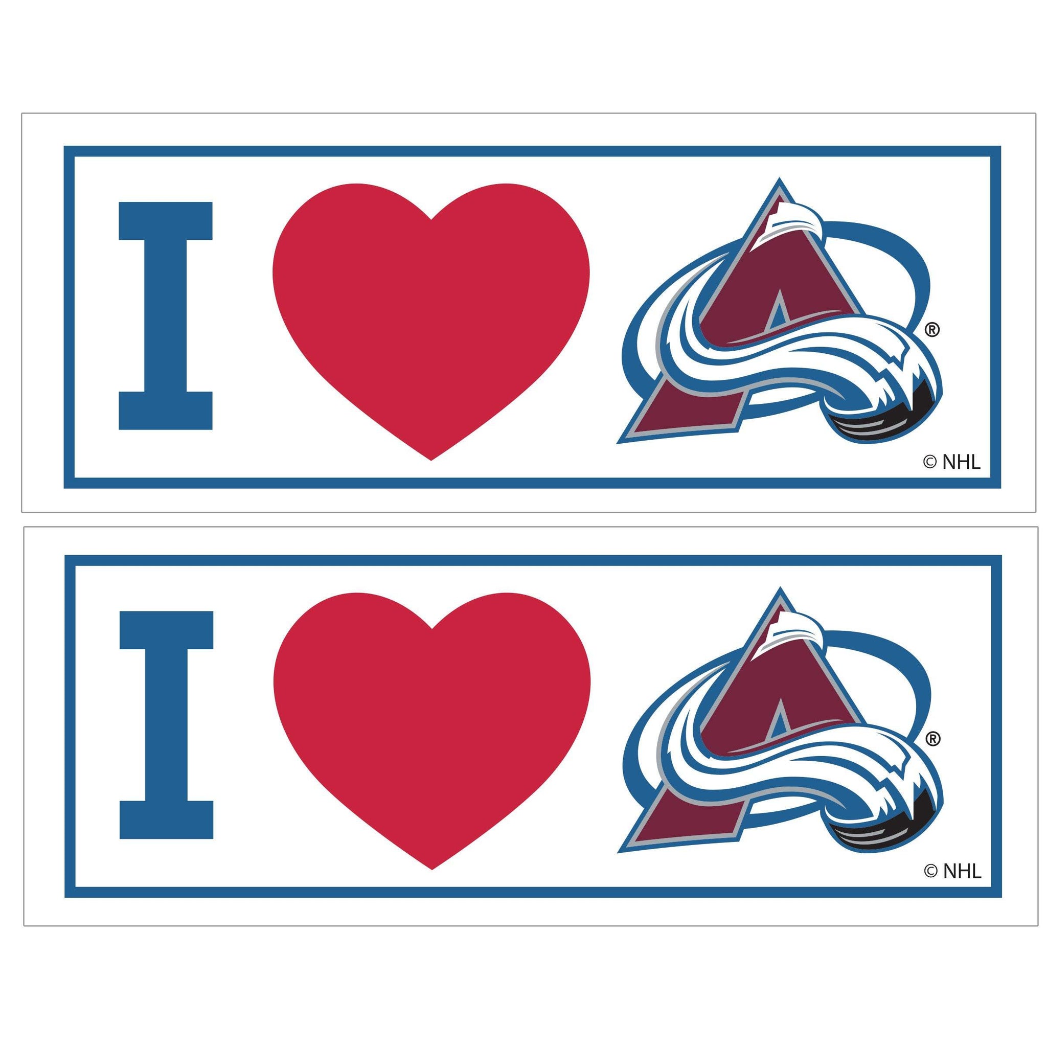 Colorado Avalanche® I Heart Bumper Style Decal, 2 pack - Siskiyou - Flyclothing LLC