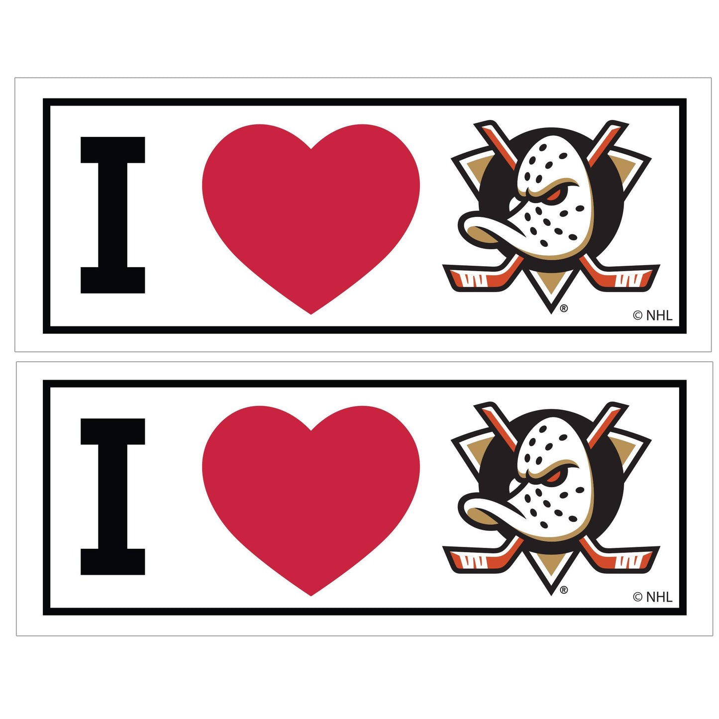 Anaheim Ducks® I Heart Bumper Style Decal, 2 pack - Siskiyou - Flyclothing LLC