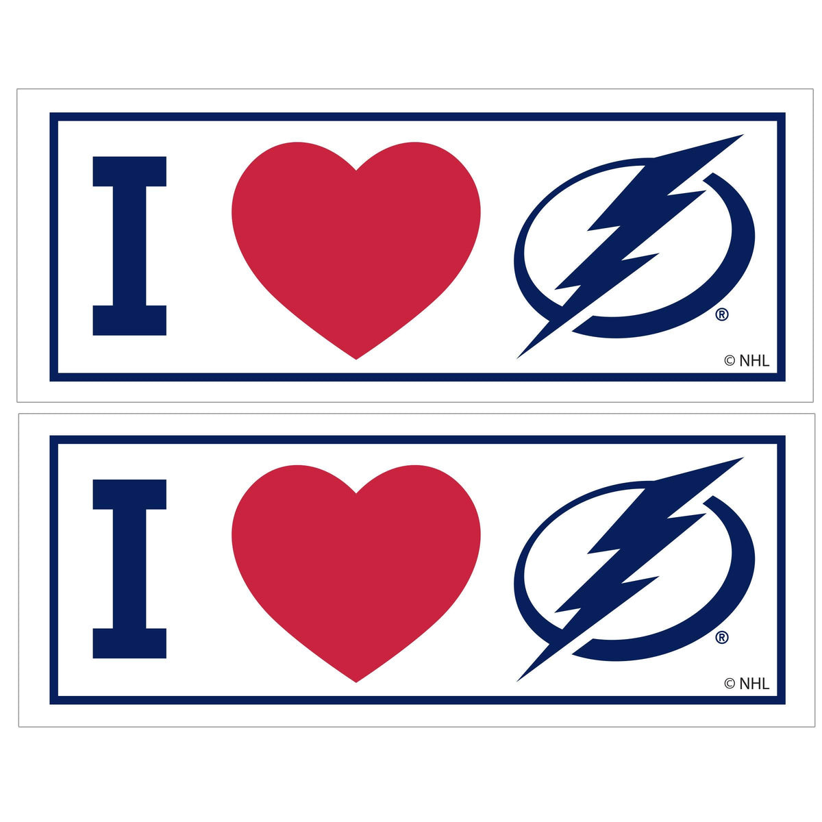 Tampa Bay Lightning® I Heart Bumper Style Decal, 2 pack - Siskiyou - Flyclothing LLC