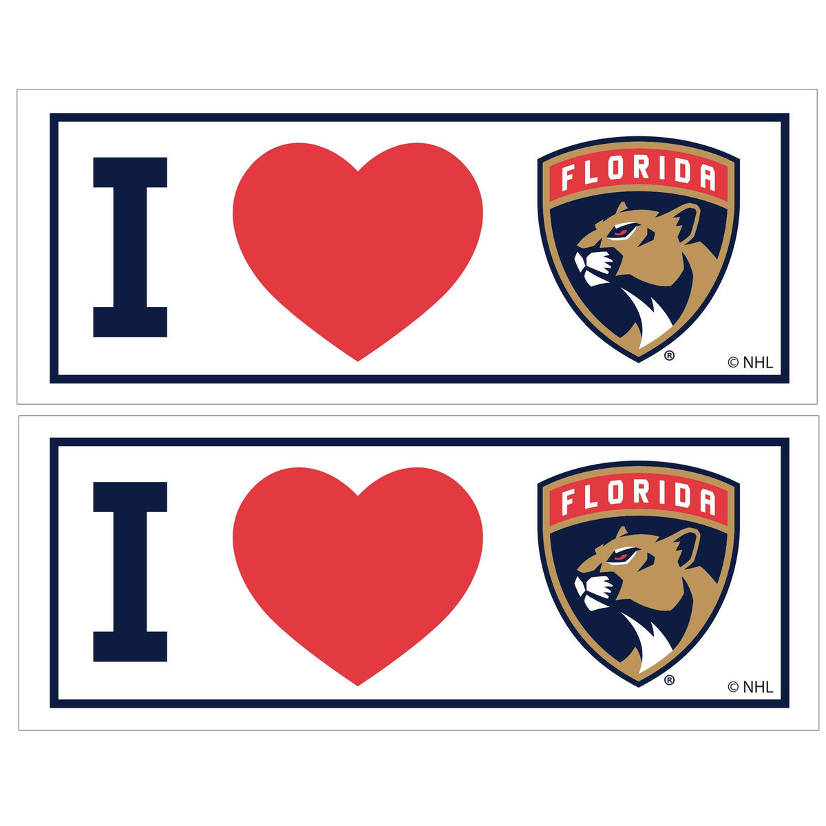 Florida Panthers® I Heart Bumper Style Decal, 2 pack - Siskiyou - Flyclothing LLC