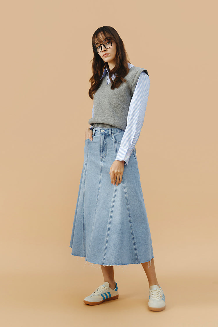 Monica Swing Denim Midi Skirt HJ806 - Hey Joanie - Flyclothing LLC