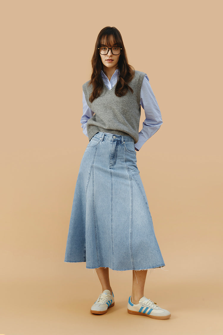 Monica Swing Denim Midi Skirt HJ806 - Hey Joanie - Flyclothing LLC