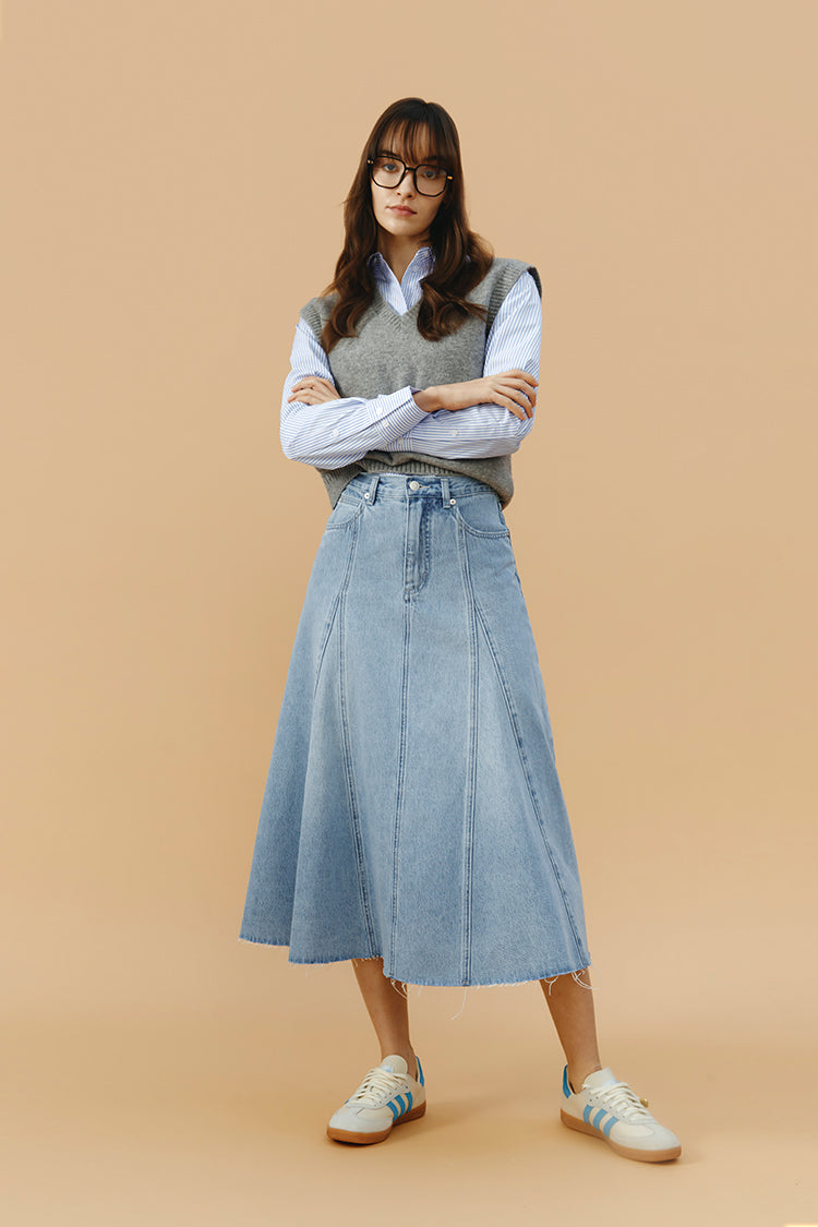 Monica Swing Denim Midi Skirt HJ806 - Hey Joanie - Flyclothing LLC