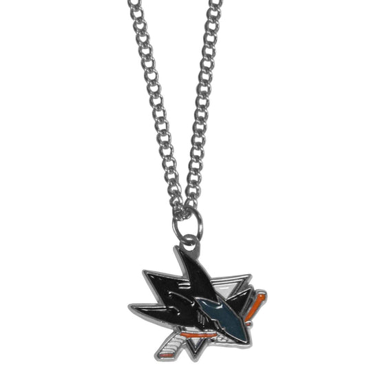 San Jose Sharks Chain Necklace with Small Charm - San Jose Sharks - Flyclothing LLC