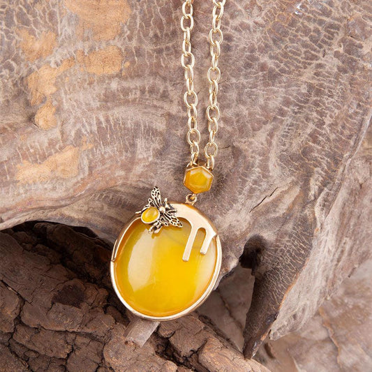 Yellow Agate Honey Drip Golden Necklace - Barse Jewelry - Flyclothing LLC