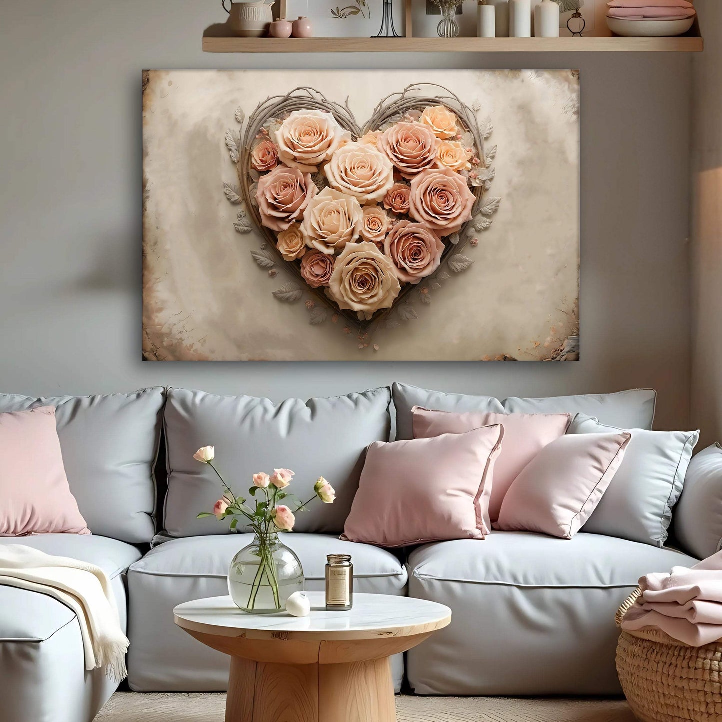 3D Floral Heart Wall Art III - Tailored Canvases - Flyclothing LLC