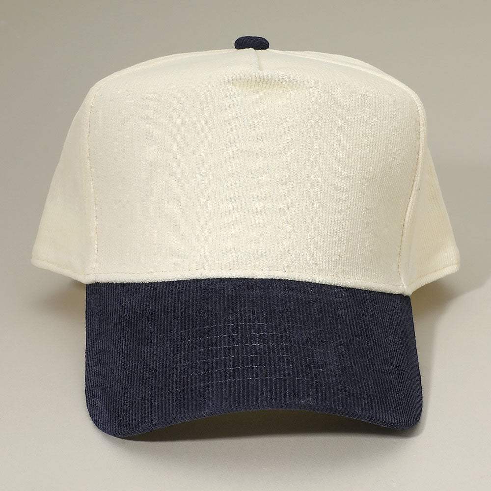 Two Tone Plain Corduroy Baseball Cap - Madeline Love - Flyclothing LLC