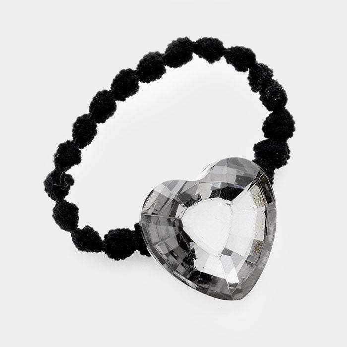 Crystal Heart Accented Stretch Hair Band - Madeline Love - Flyclothing LLC
