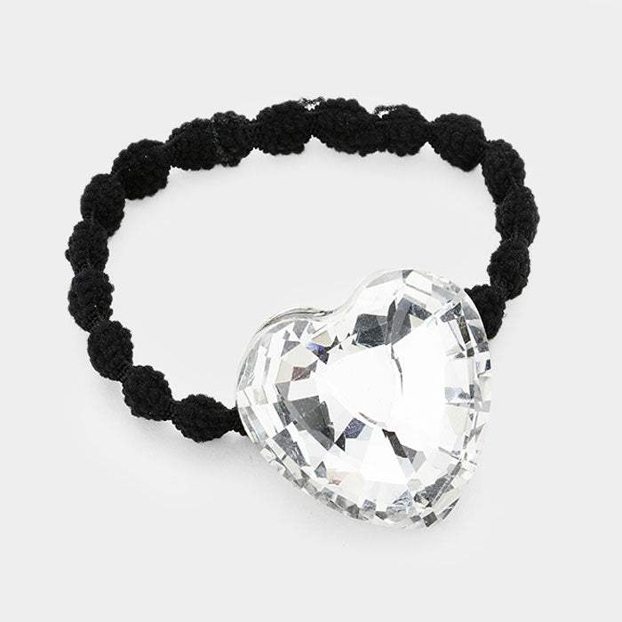 Crystal Heart Accented Stretch Hair Band - Madeline Love - Flyclothing LLC