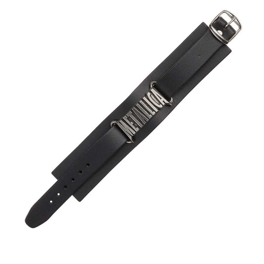 Alchemy Metallica Logo Leather Wriststrap Bracelet - Alchemy Gothic - Flyclothing LLC