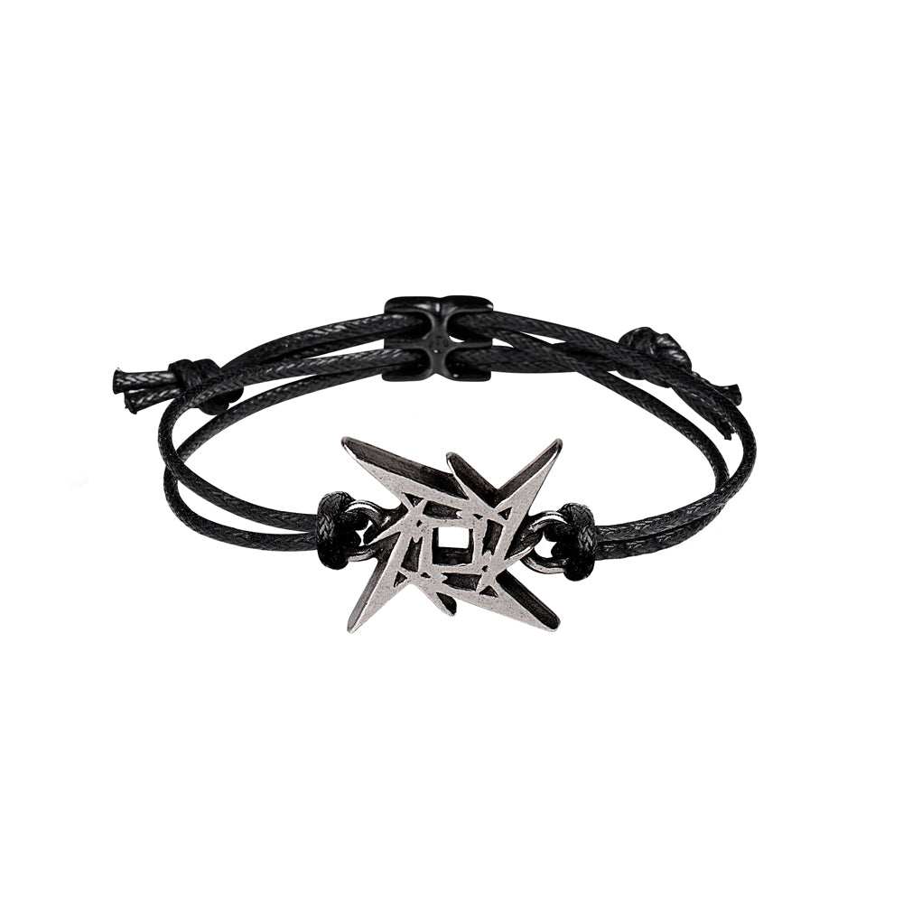 Alchemy Rocks Metallica: Ninja Star Waxed Cord Logo Wriststrap - Alchemy Gothic - Flyclothing LLC