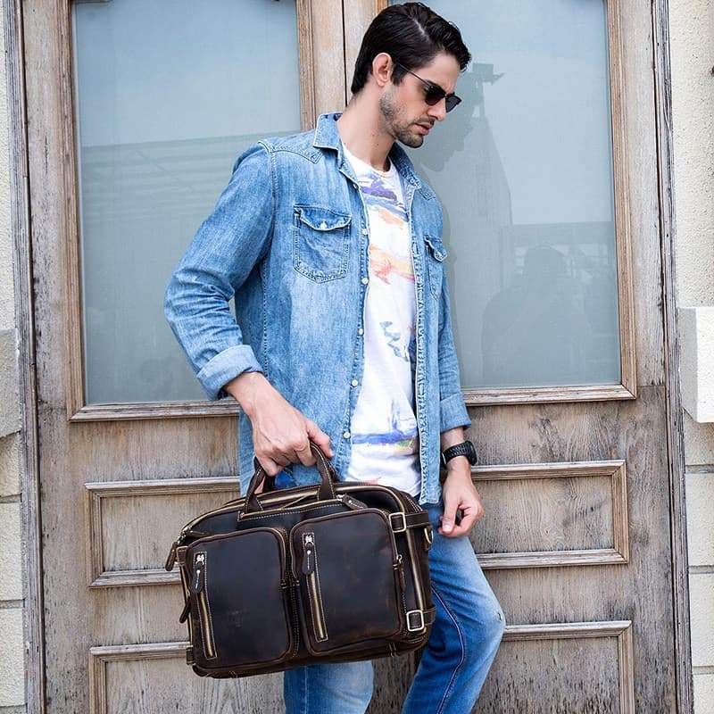 Dublin Leather Backpack Briefcase 2-in-1 - Classy Leather Bags - Flyclothing LLC