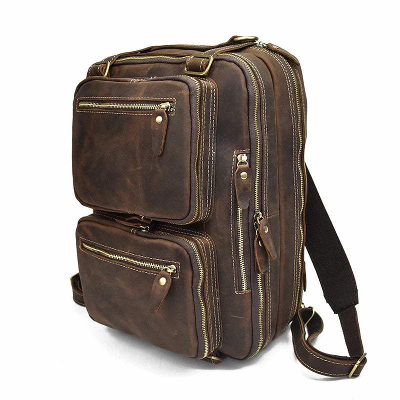 Dublin Leather Backpack Briefcase 2-in-1 - Classy Leather Bags - Flyclothing LLC