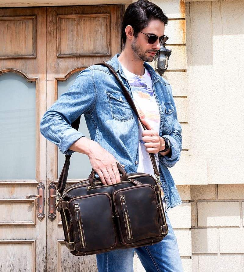 Dublin Leather Backpack Briefcase 2-in-1 - Classy Leather Bags - Flyclothing LLC