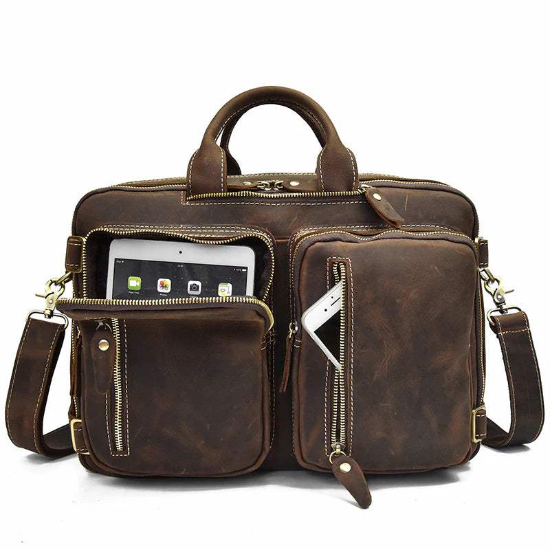 Dublin Leather Backpack Briefcase 2-in-1 - Classy Leather Bags - Flyclothing LLC