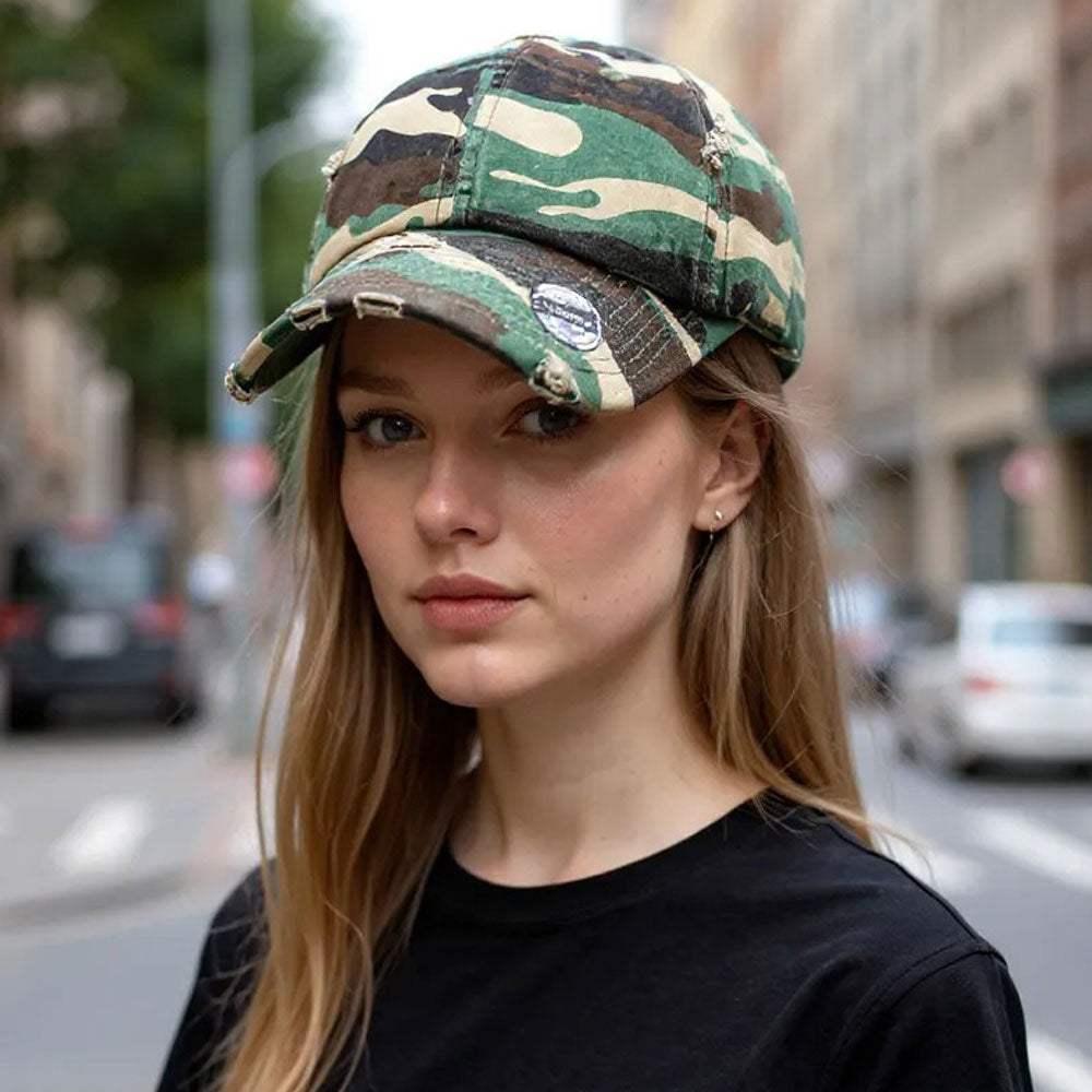 Camouflage Printed Vintage Baseball Cap - Madeline Love - Flyclothing LLC