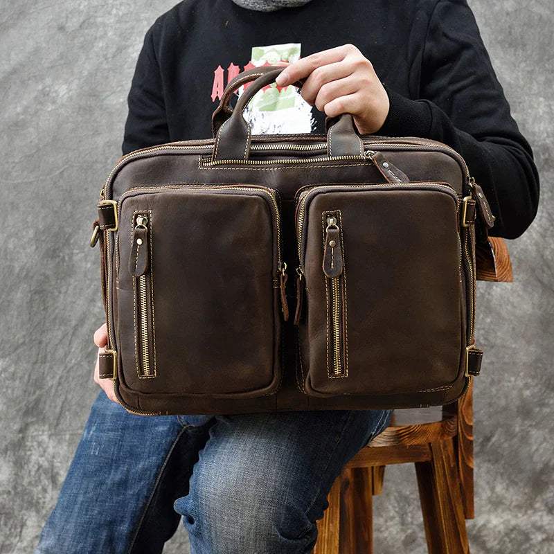 Dublin Leather Backpack Briefcase 2-in-1 - Classy Leather Bags - Flyclothing LLC
