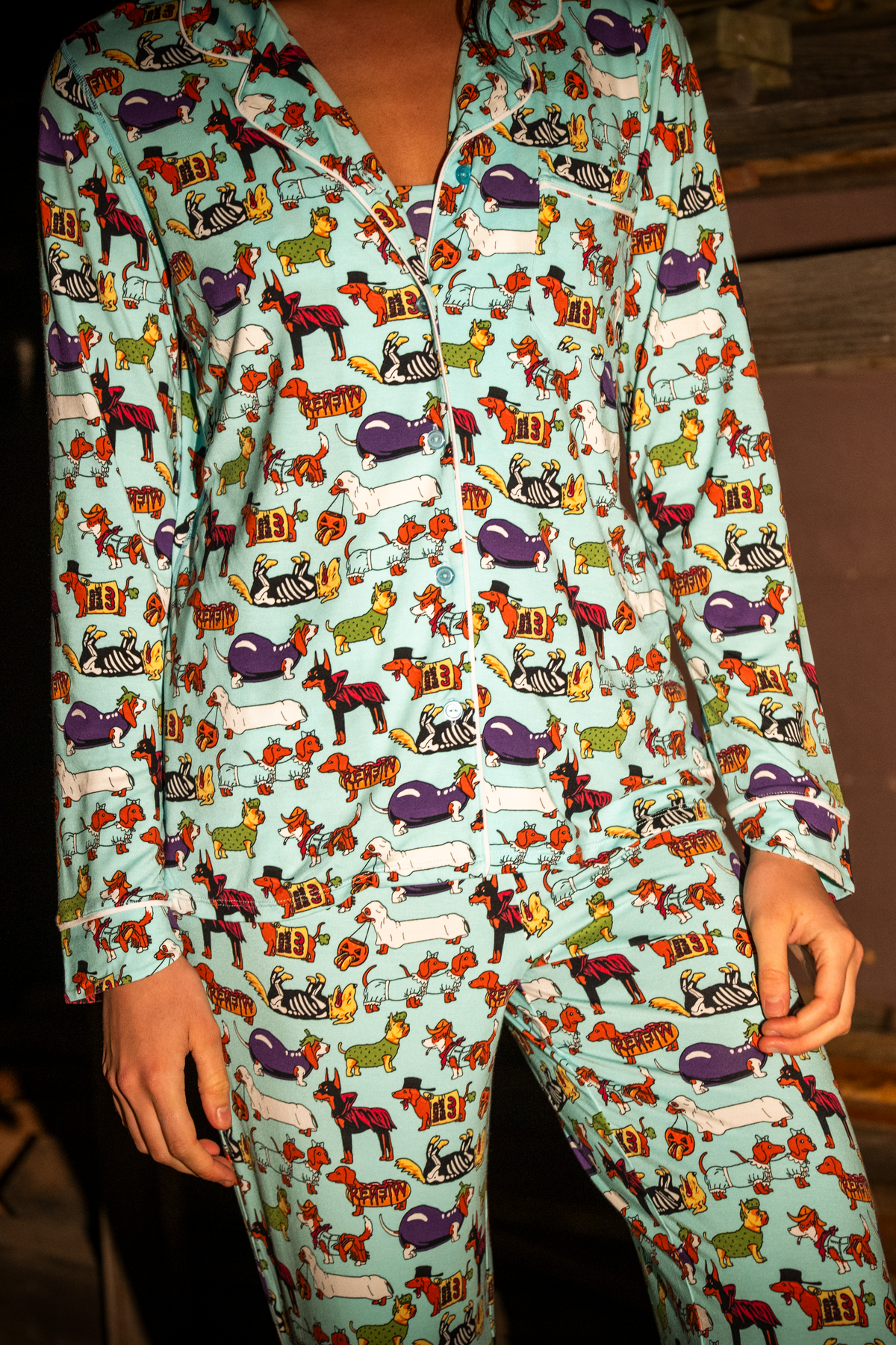 The Halloweenies | Halloween Dogs SleepDeep™ Women’s Long Sleeve Pajama Set - Shinesty - Flyclothing LLC