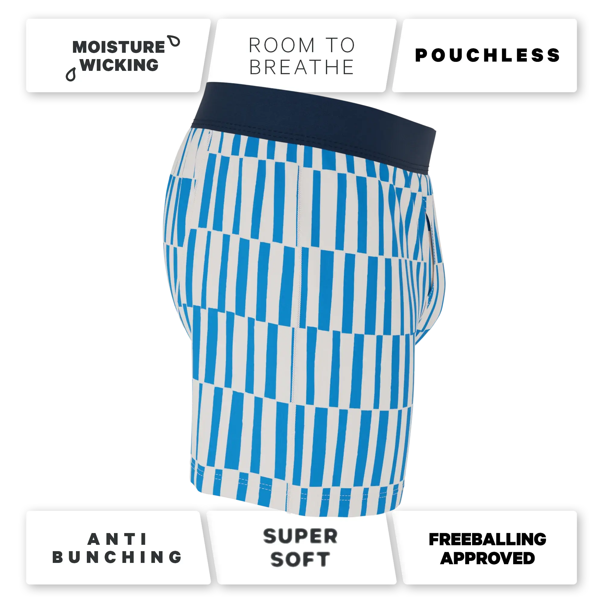 The Hamptons | Blue Mosaic Stripe Boxers - Shinesty - Flyclothing LLC