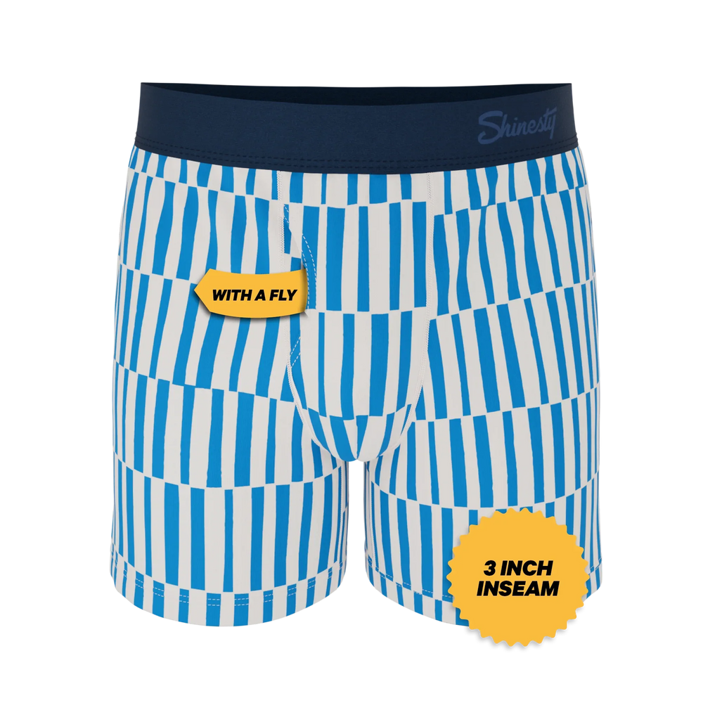 The Hamptons | Blue Mosaic Stripe Boxers - Shinesty - Flyclothing LLC