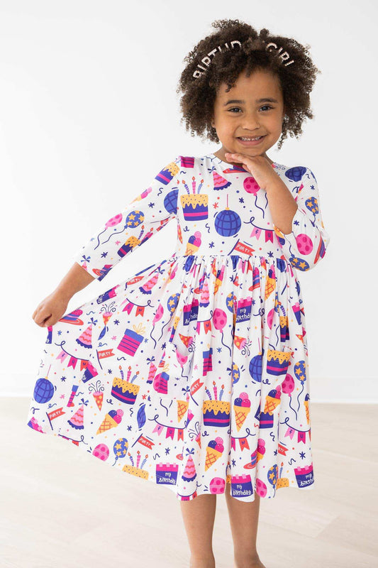 Happy Birthday 3/4 Sleeve Pocket Twirl Dress - Mila & Rose ® - Flyclothing LLC
