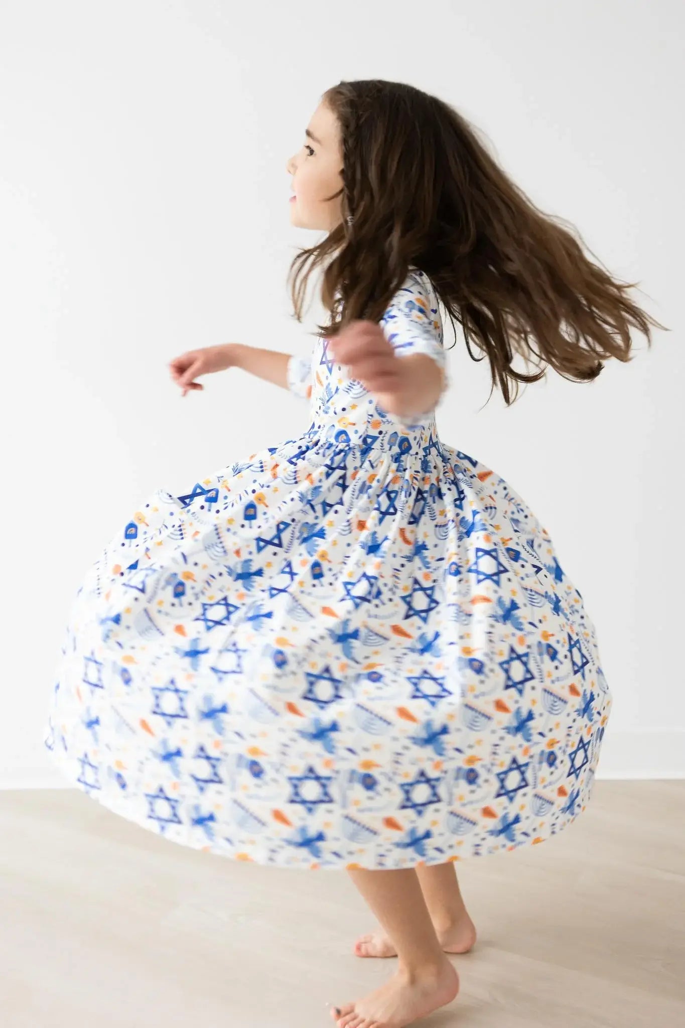 Happy Hanukkah 3/4 Sleeve Pocket Twirl Dress - Mila & Rose ® - Flyclothing LLC