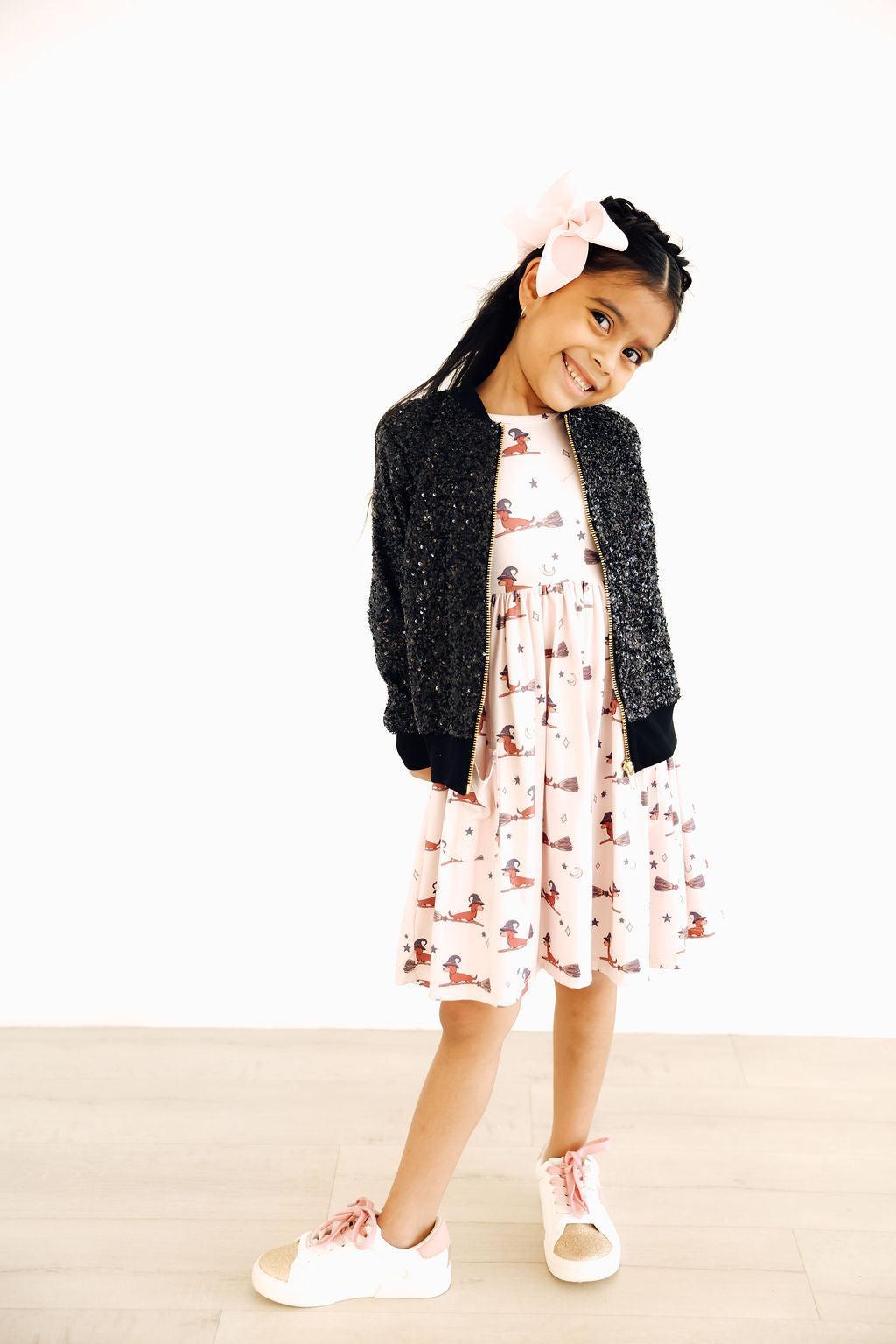 Happy Howl-oween 3/4 Sleeve Pocket Twirl Dress - Mila & Rose ® - Flyclothing LLC