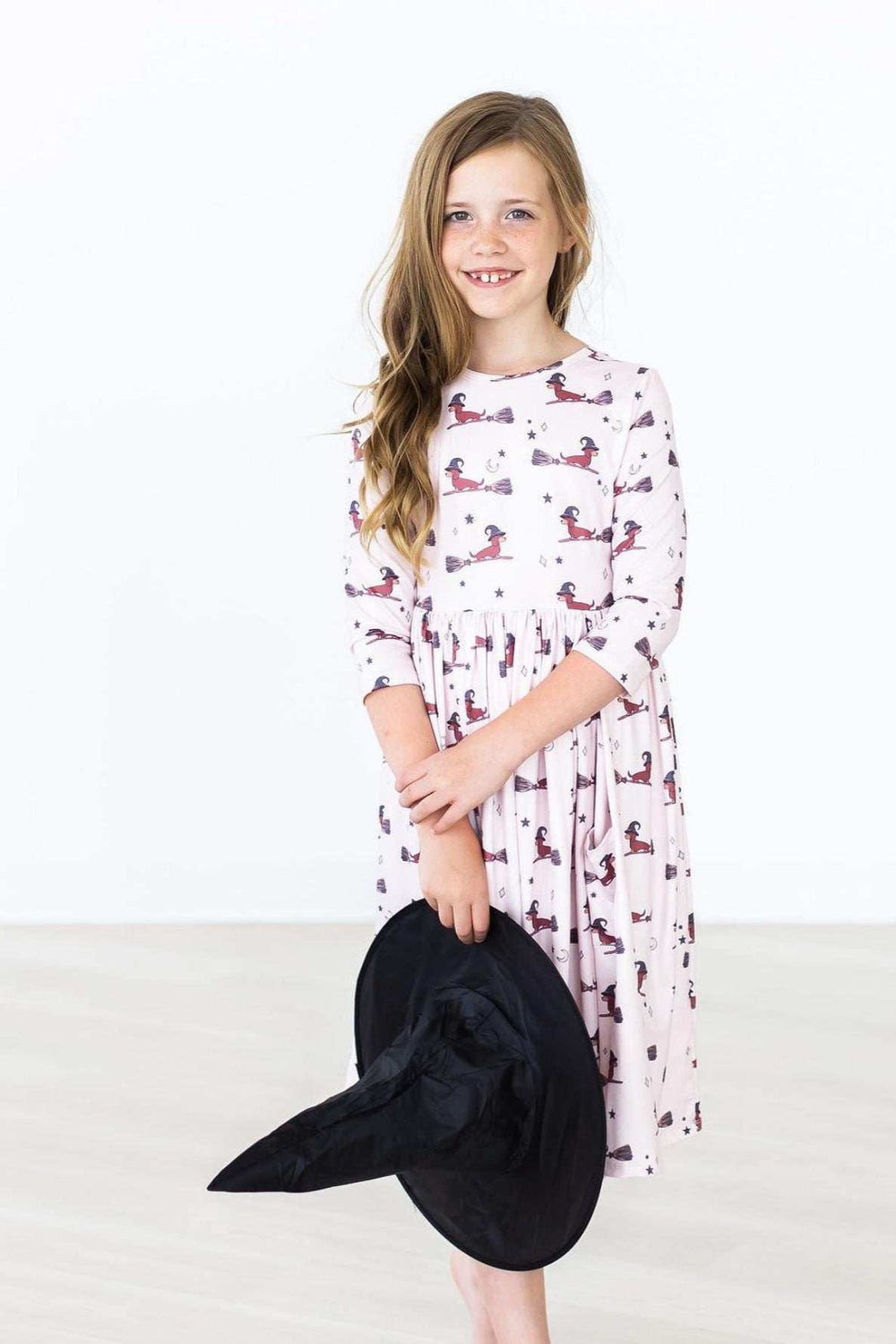 Happy Howl-oween 3/4 Sleeve Pocket Twirl Dress - Mila & Rose ® - Flyclothing LLC