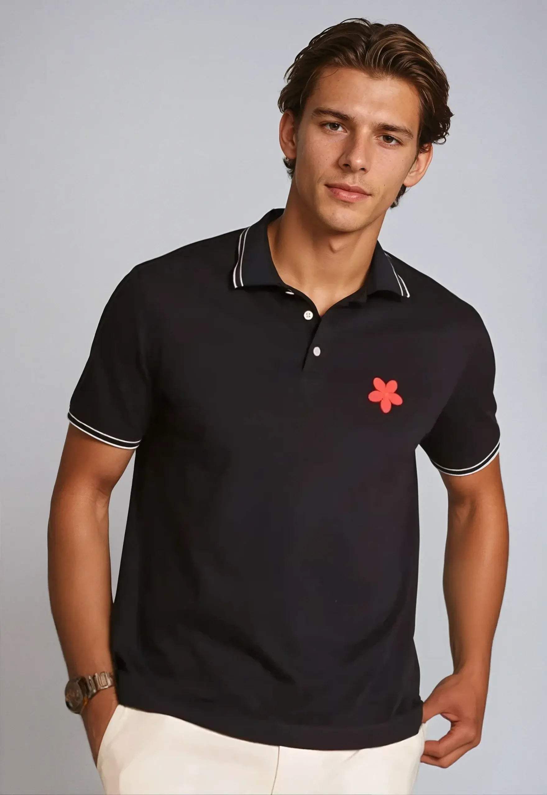 Happy Polo Shirt - Black - Buki - Flyclothing LLC