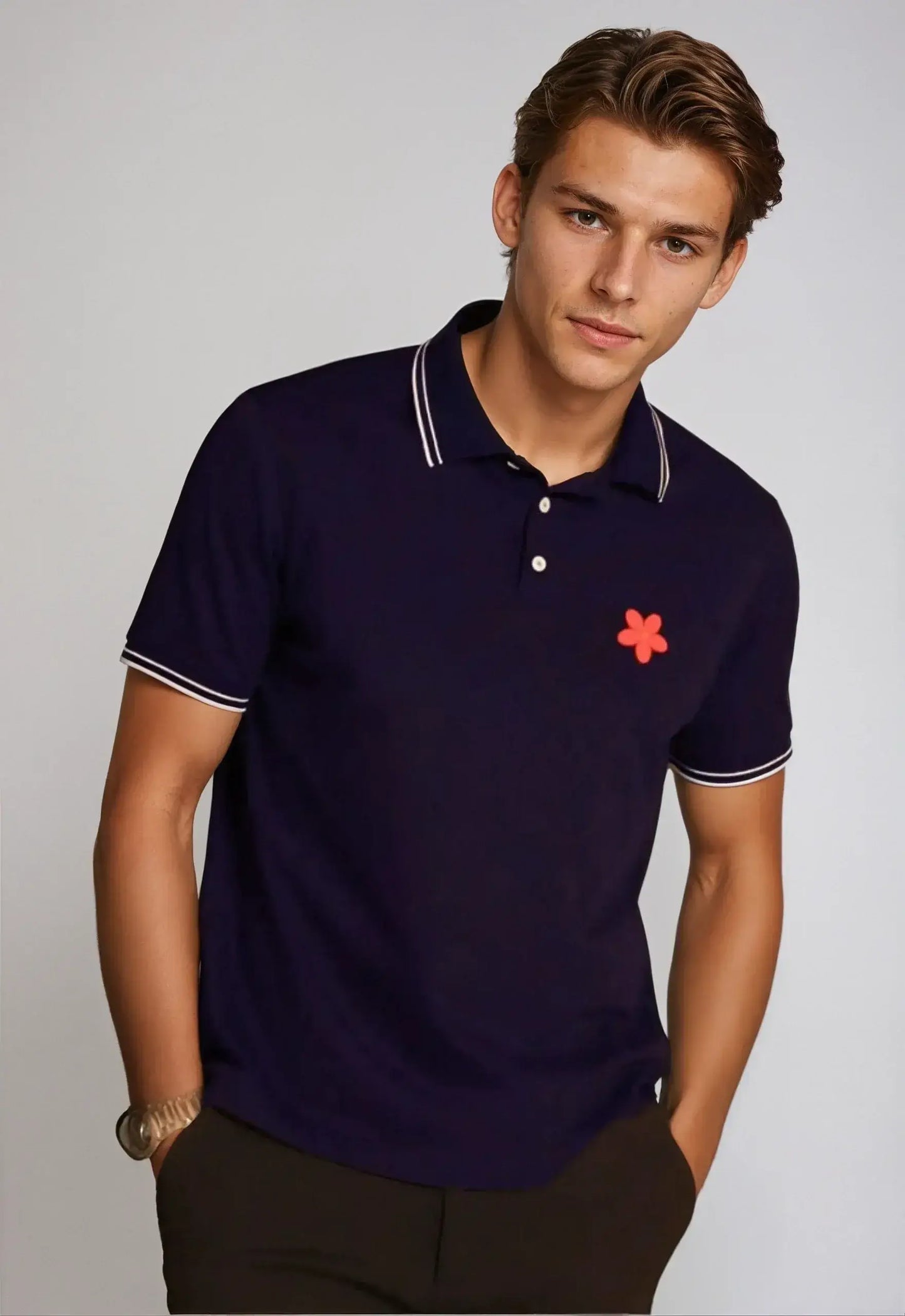 Happy Polo Shirt - Navy - Buki - Flyclothing LLC