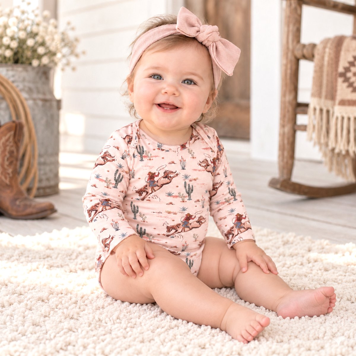 Prairie Princess Baby Girl Western Bamboo Bodysuit 6-12M - Tesa Babe - Flyclothing LLC
