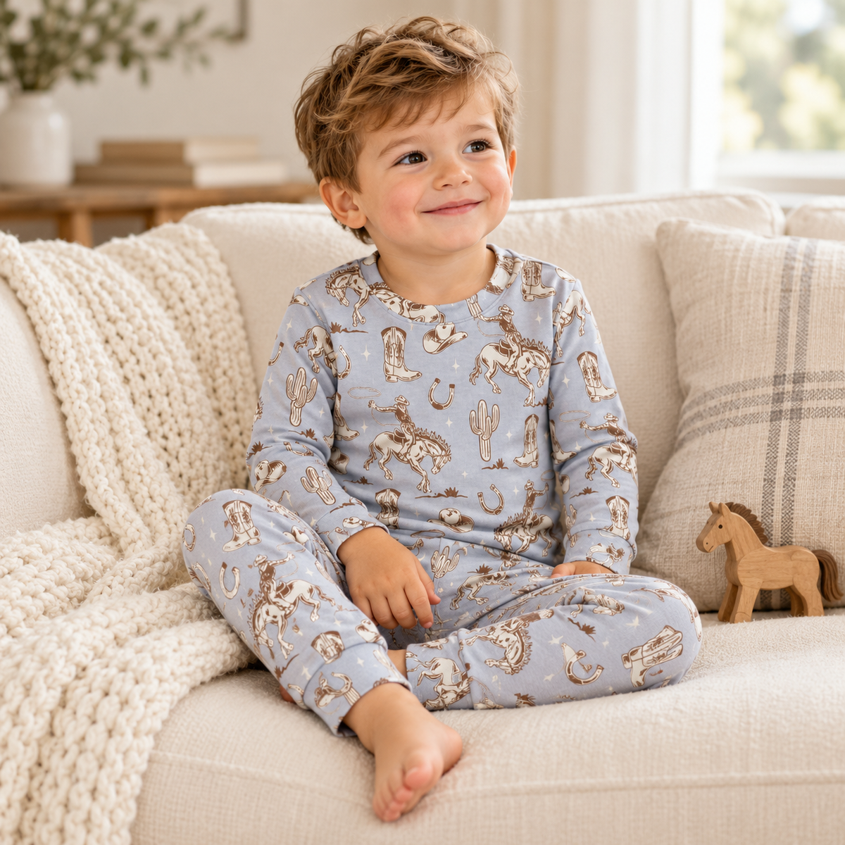 Wild Wrangler Cowboy Western Bamboo Boys Pajama Set 18M-4T - Tesa Babe - Flyclothing LLC