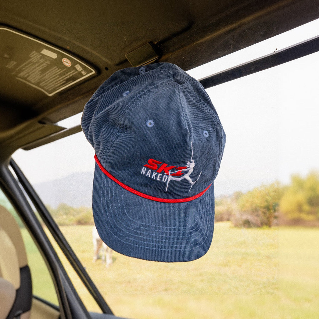 The Ski Naked | Skier 5-Panel Corduroy Snapback Hat
