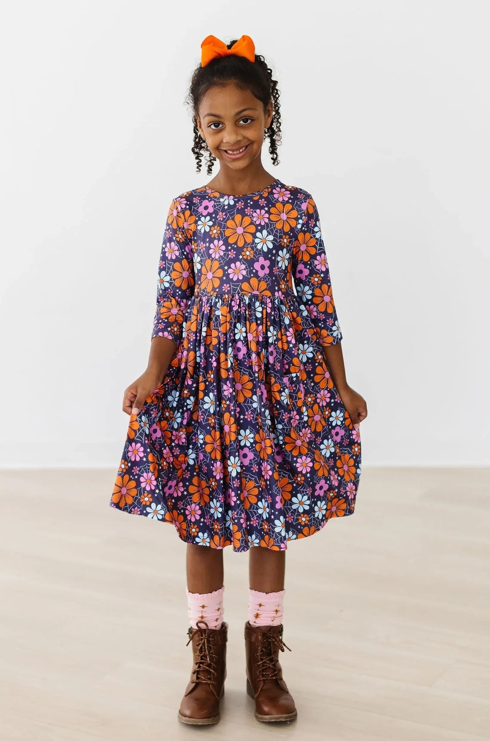 Haunted Garden 3/4 Sleeve Pocket Twirl Dress - Mila & Rose ® - Flyclothing LLC