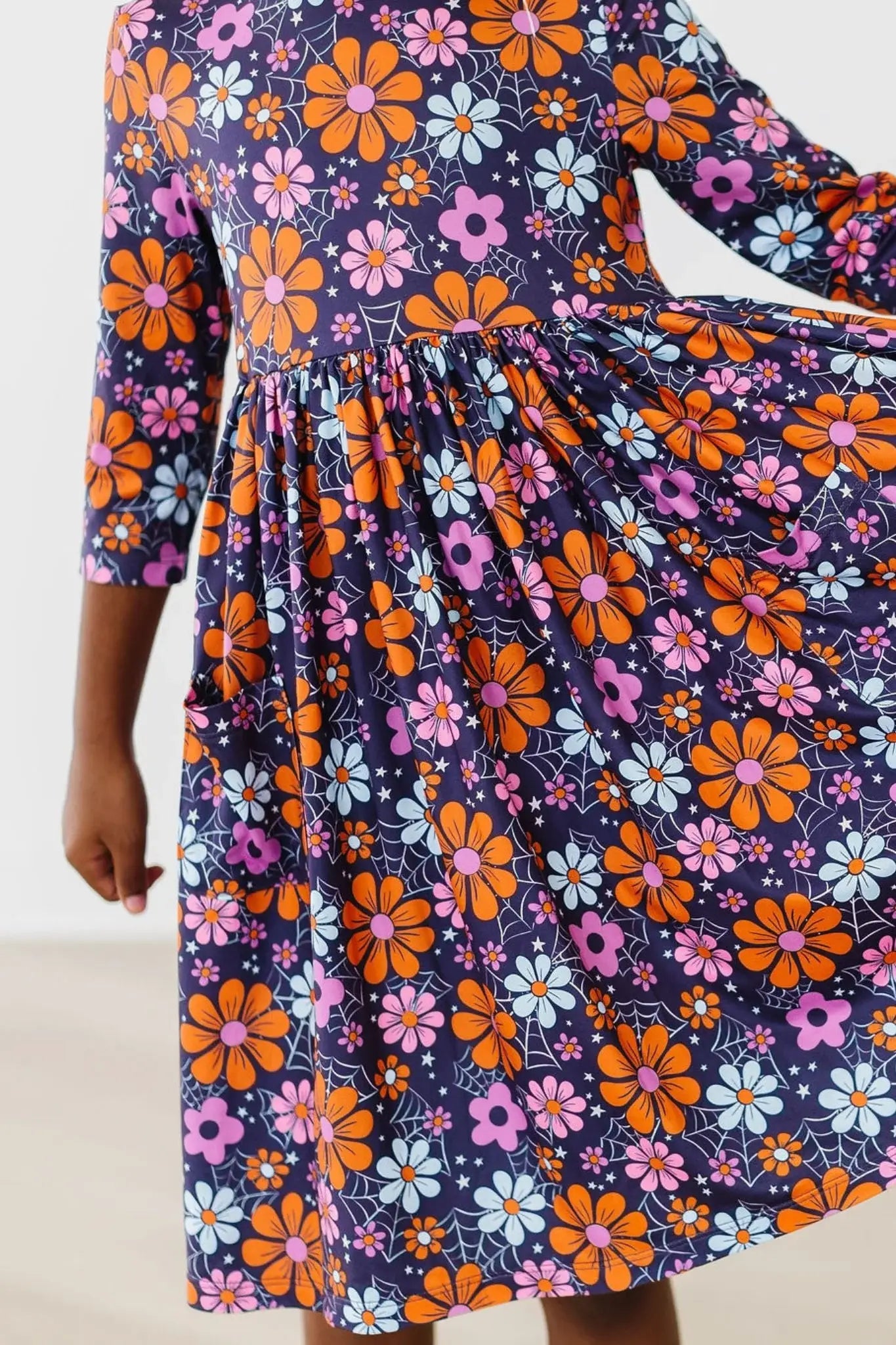 Haunted Garden 3/4 Sleeve Pocket Twirl Dress - Mila & Rose ® - Flyclothing LLC