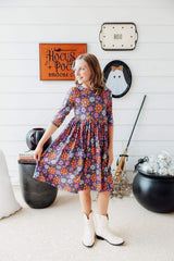 Haunted Garden 3/4 Sleeve Pocket Twirl Dress - Mila & Rose ® - Flyclothing LLC
