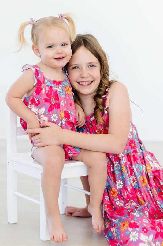 Hawaiian Floral Ruffle Cross Back Dress - Mila & Rose ® - Flyclothing LLC