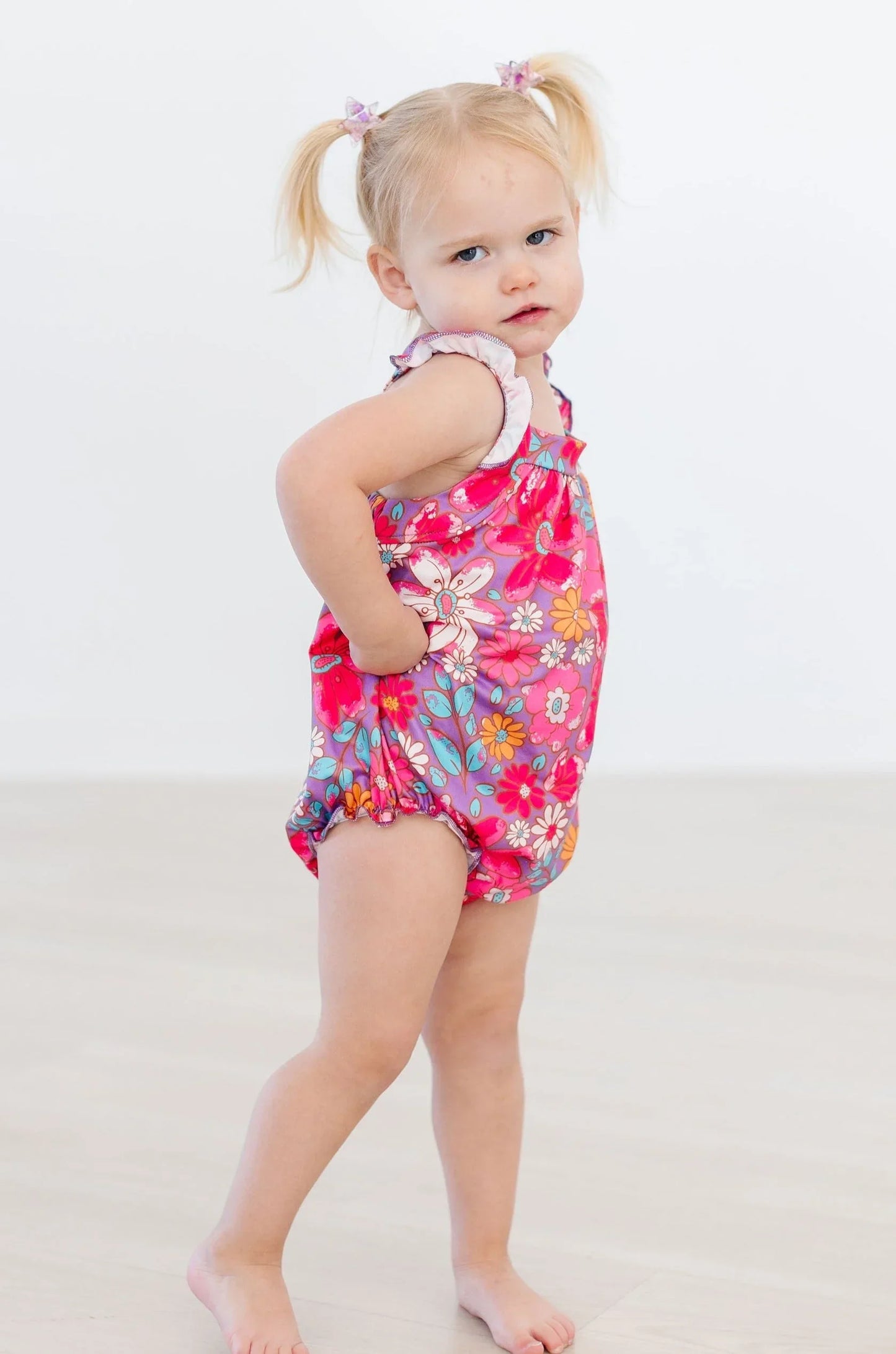 Hawaiian Floral Ruffle Cross Back Romper - Mila & Rose ® - Flyclothing LLC
