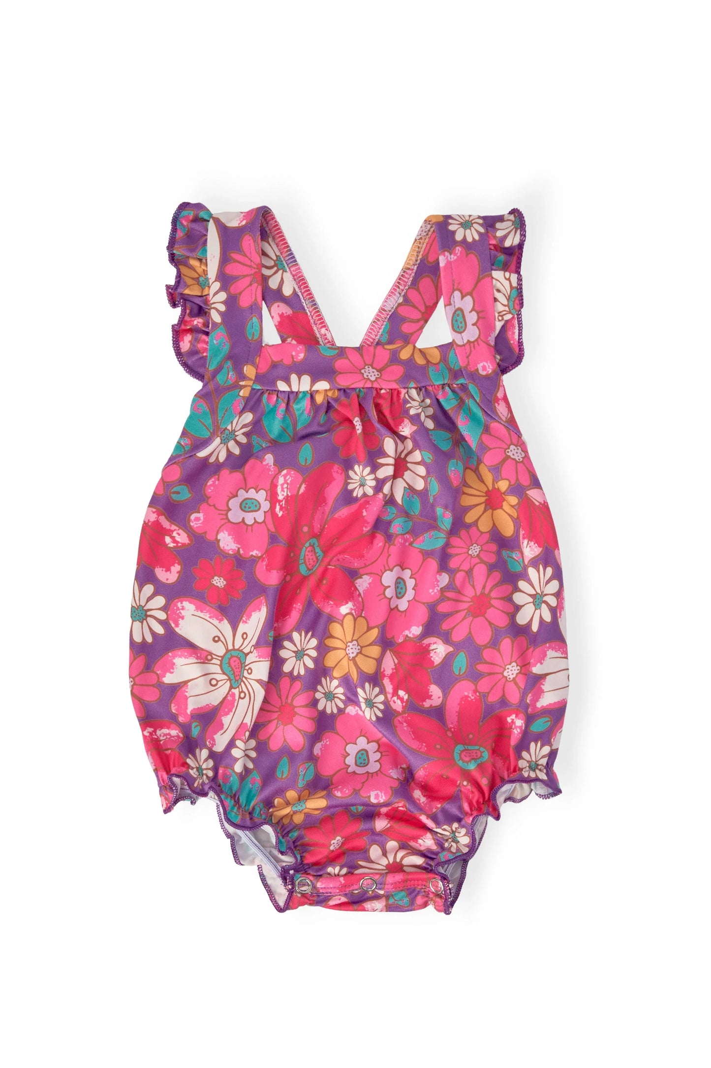 Hawaiian Floral Ruffle Cross Back Romper - Mila & Rose ® - Flyclothing LLC