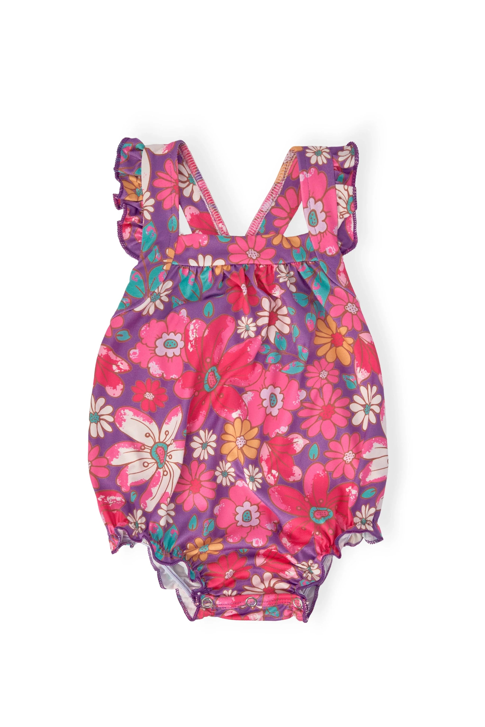 Hawaiian Floral Ruffle Cross Back Romper - Mila & Rose ® - Flyclothing LLC