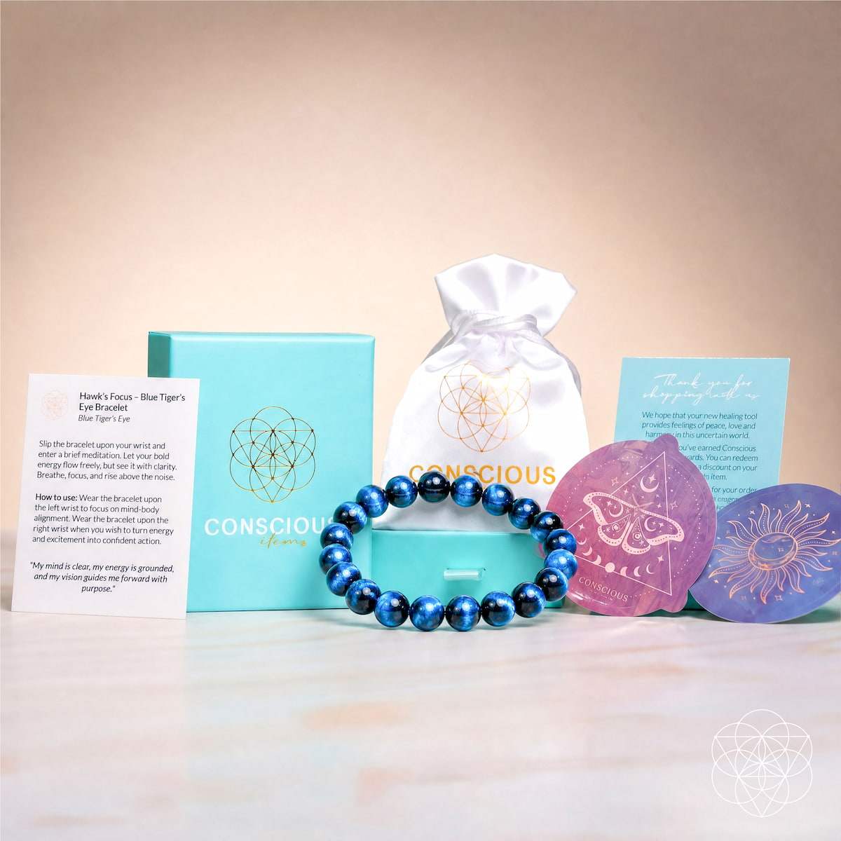 Hawk’s Focus – Royal Blue Tiger’s Eye Bracelet - Conscious Items - Flyclothing LLC