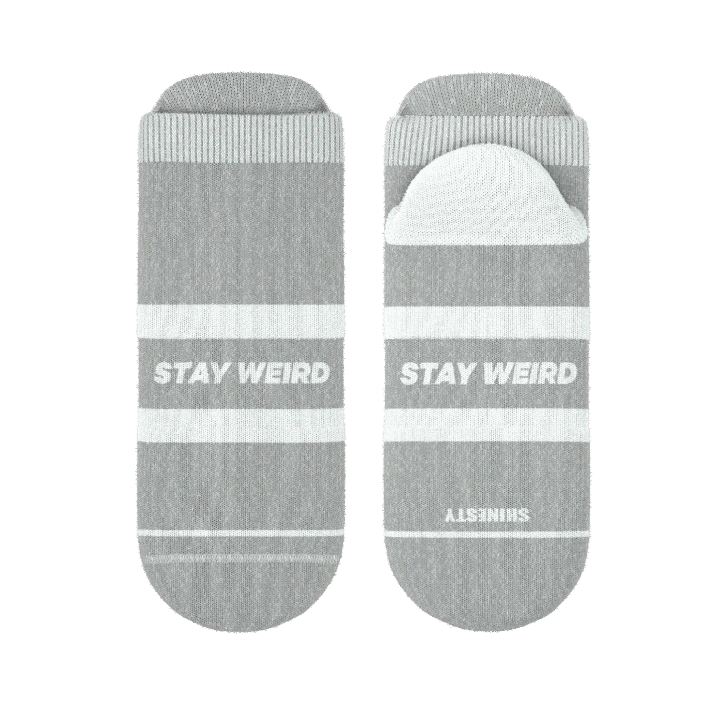 The Haze | Grey and White Stripe Heel Hammock™ Ankle Socks - Shinesty - Flyclothing LLC