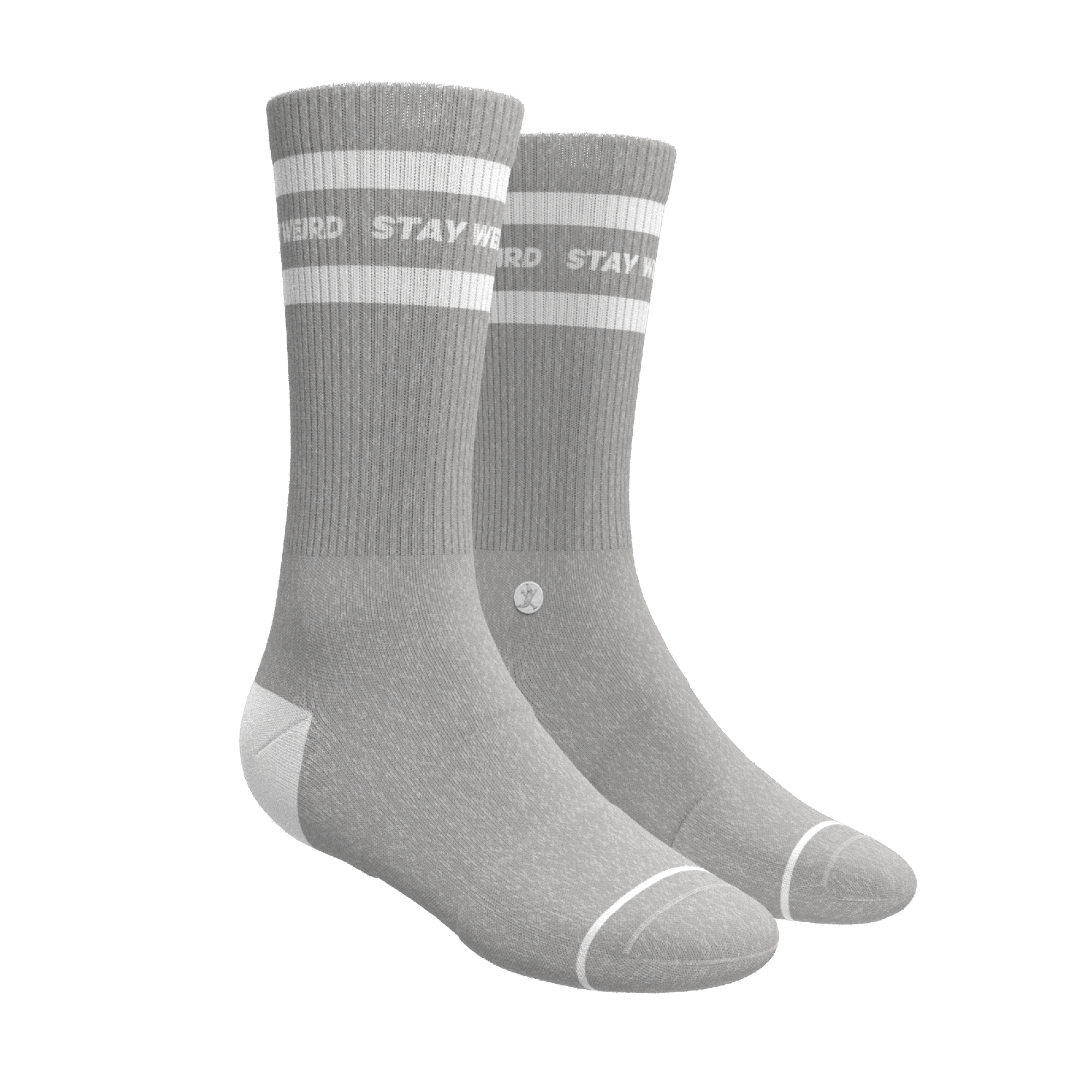 The Haze | Grey and White Stripe Heel Hammock™ Crew Socks - Shinesty